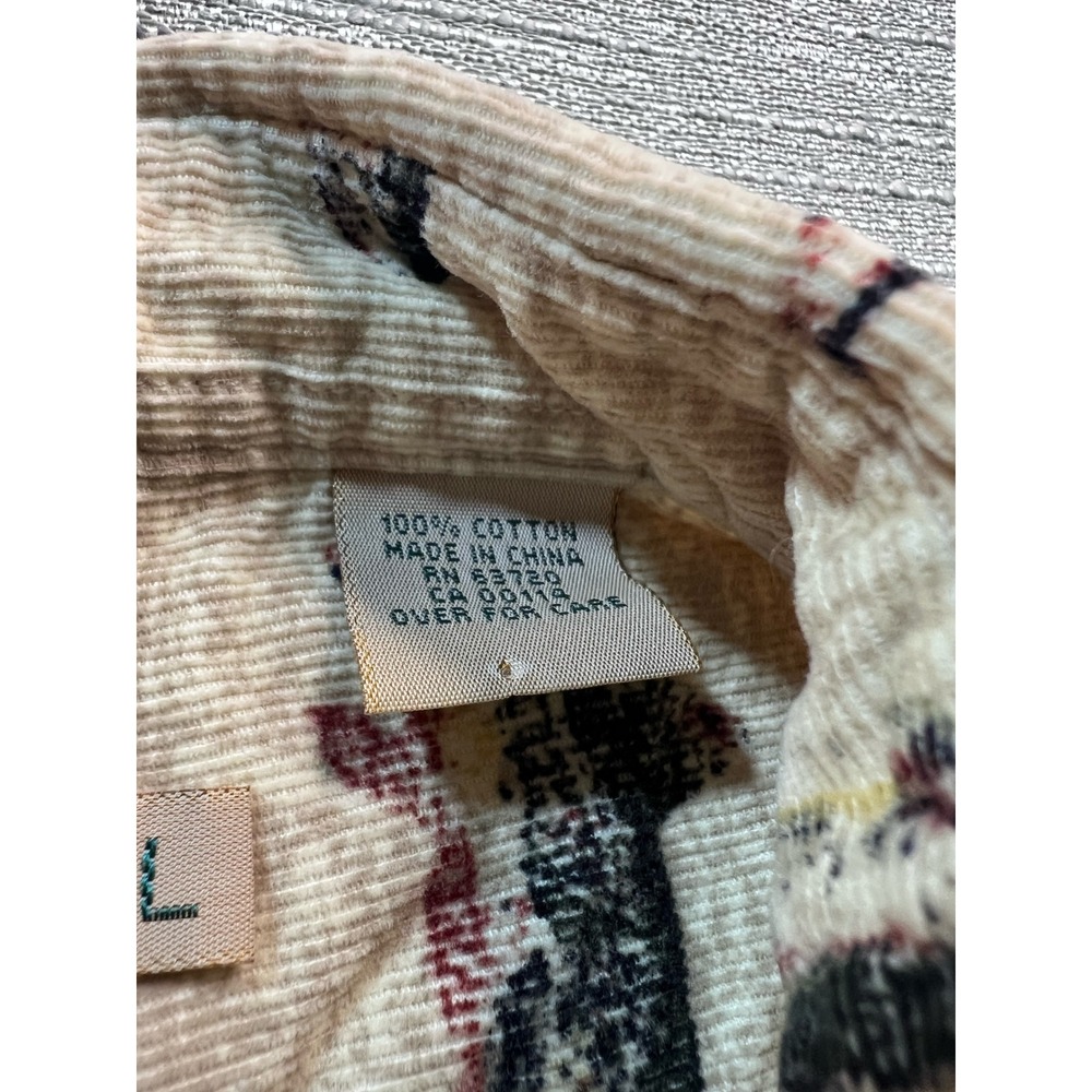 RedHead For Her Tan Corduroy Fishing Trout Lure Print Button Down Shirt Large - Picture 4 of 9